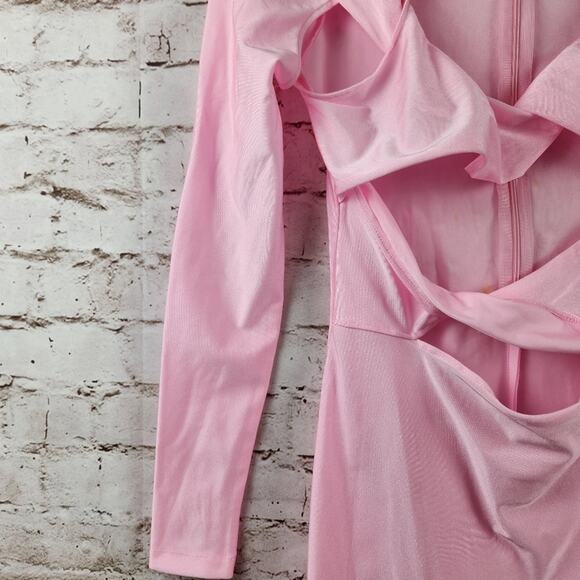 Coperni Cut Out Jersey Dress in Light Pink Small Long Sleeve Barbiecore Mini - Picture 7 of 14